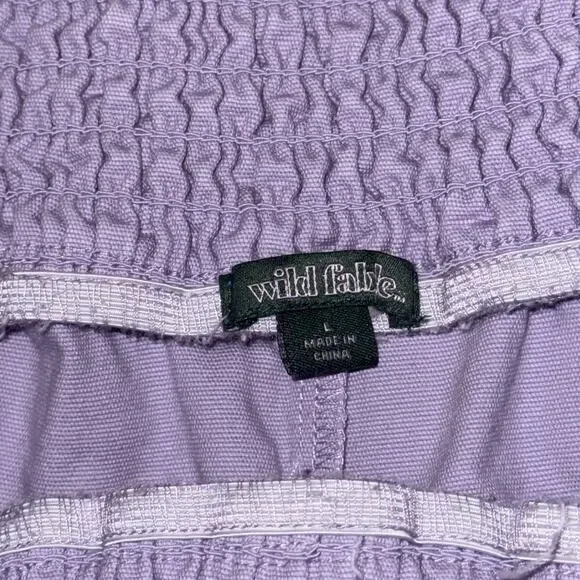 Wild Fable Shorts Women's Large Purple Smocked Elastic Waist Stretch Frayed Hem - Picture 4 of 7